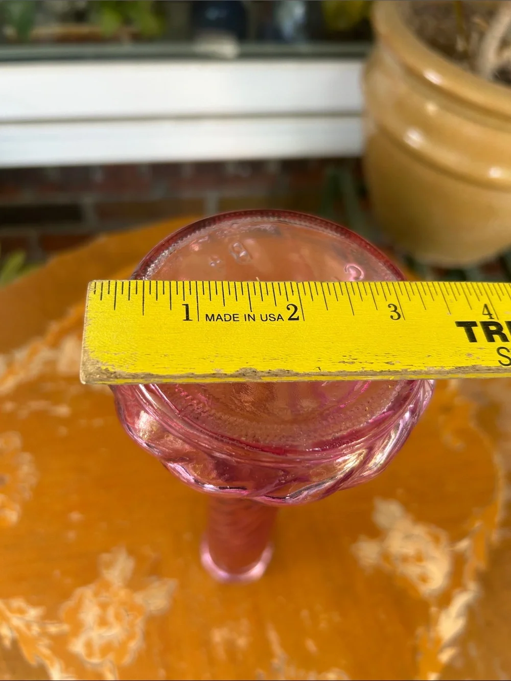 Vintage Pink Swirled Glass Bud Vase -